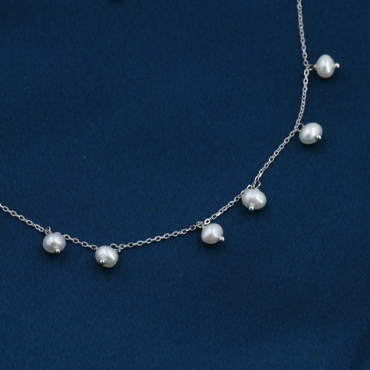 Dangle Pearl Necklace in Sterling Silver, Silver or Gold , Genuine Freshwater Pearls Necklace, Pearl Necklace