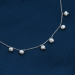 Dangle Pearl Necklace in Sterling Silver, Silver or Gold , Genuine Freshwater Pearls Necklace, Pearl Necklace