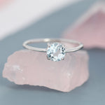 Genuine 1Ct Sky Blue Topaz Ring in Sterling Silver, Natural Brilliant Cut Topaz Stone Ring, Stacking Rings, US 5-8