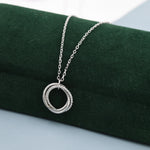 Sterling SilverThree Interlocking Circles Pendant Necklace with Dotted Details, Three Entwined Rings for 30s, 30th Infinity Necklace