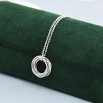 Sterling Silver Interlocking Circles Pendant Necklace with Dotted Details, Six Entwined Rings for 60s, 60th Infinity Necklace
