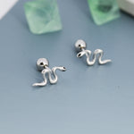 Snake 18G Screw Back Earrings in Sterling Silver, Animal Earrings