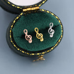 Sterling Silver Treble Clef 18G Screw Back Stud Earrings