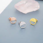 Half Circle Stud Earrings in Sterling Silver, Silver, Gold or Rose Gold over Sterling Silver, Geometric Open Circle Earrings, Semi Circle
