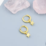 Star Charm Huggie Hoop Earrings in Sterling Silver, Detachable Charm Hoops, Celestial Earrings, Silver, Gold and Rose Gold