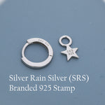 Star Charm Huggie Hoop Earrings in Sterling Silver, Detachable Charm Hoops, Celestial Earrings, Silver, Gold and Rose Gold
