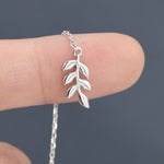 Delicate Leaf Threader Earrings in Sterling Silver, Olive Branch Earrings, Silver, Gold or Rose Gold, Long Threders
