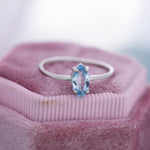 Genuine Sky Blue Topaz Ring in Sterling Silver, Natural Marquise Cut Topaz Stone Ring, Stacking Rings, US 5-8