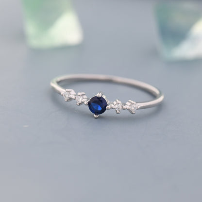 Sapphire Blue CZ Ring in Sterling Silver, Silver or Gold, Delicate Sapphire Ring, Size US 5 - 8
