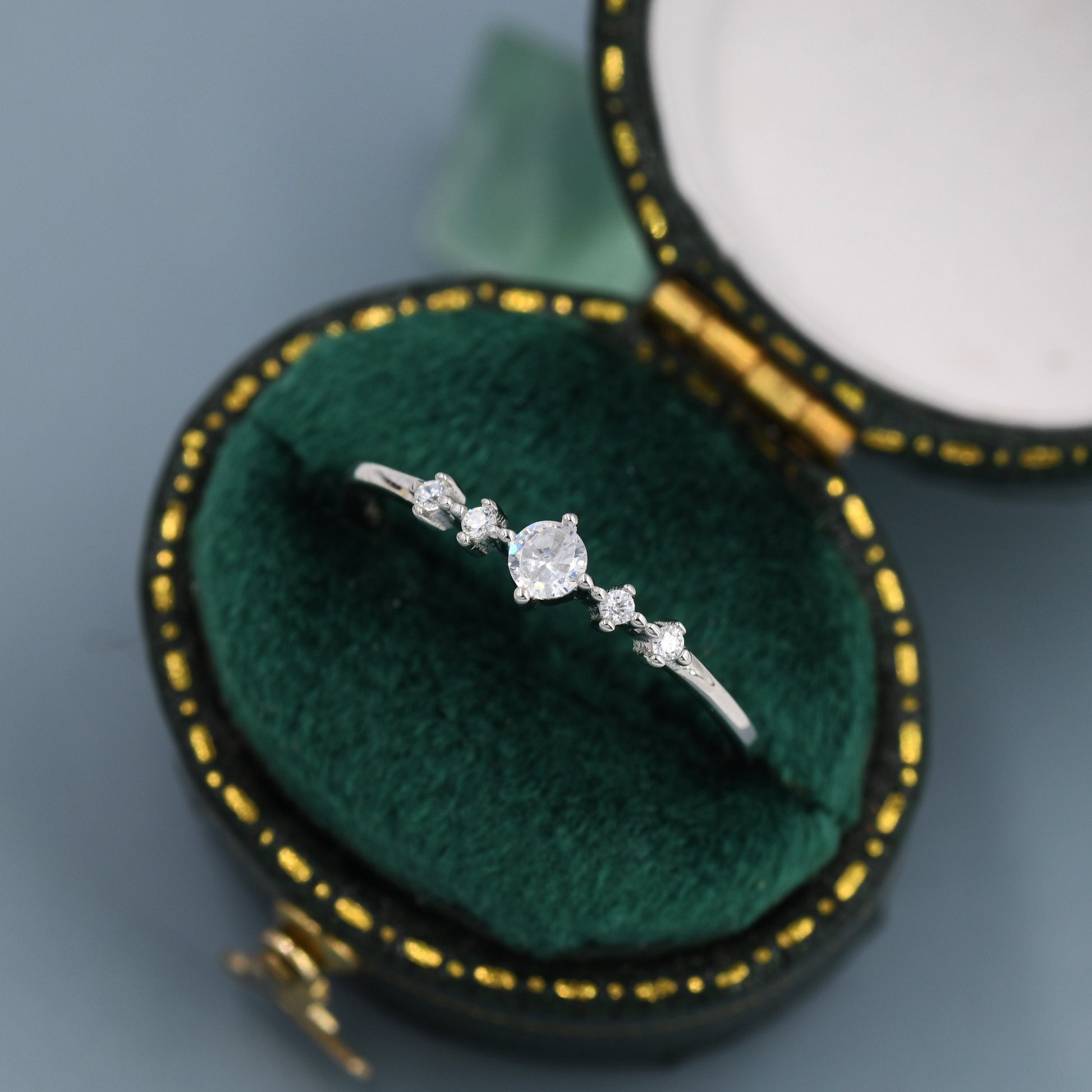 CZ Ring in Sterling Silver, Silver or Gold, Delicate Diamond Ring Ring, Size US 5 - 8