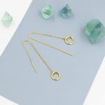 Sterling Silver Circle Ear Threaders, Silver or Gold, Open Circle Threader Earrings