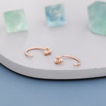 Tiny Three Ball Huggie Hoop Earrings in Sterling Silver, Three Ball Cluster Earrings, Open Hoops, Pull-Through Threader Earrings,