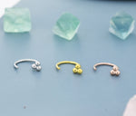 Tiny Three Ball Huggie Hoop Earrings in Sterling Silver, Three Ball Cluster Earrings, Open Hoops, Pull-Through Threader Earrings,