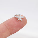 CZ Flower Ear Cuff in Sterling Silver, Silver or Gold, Simple Piercing Free Earrings, Minimalist Ear Cuff, Pink CZ Cuff