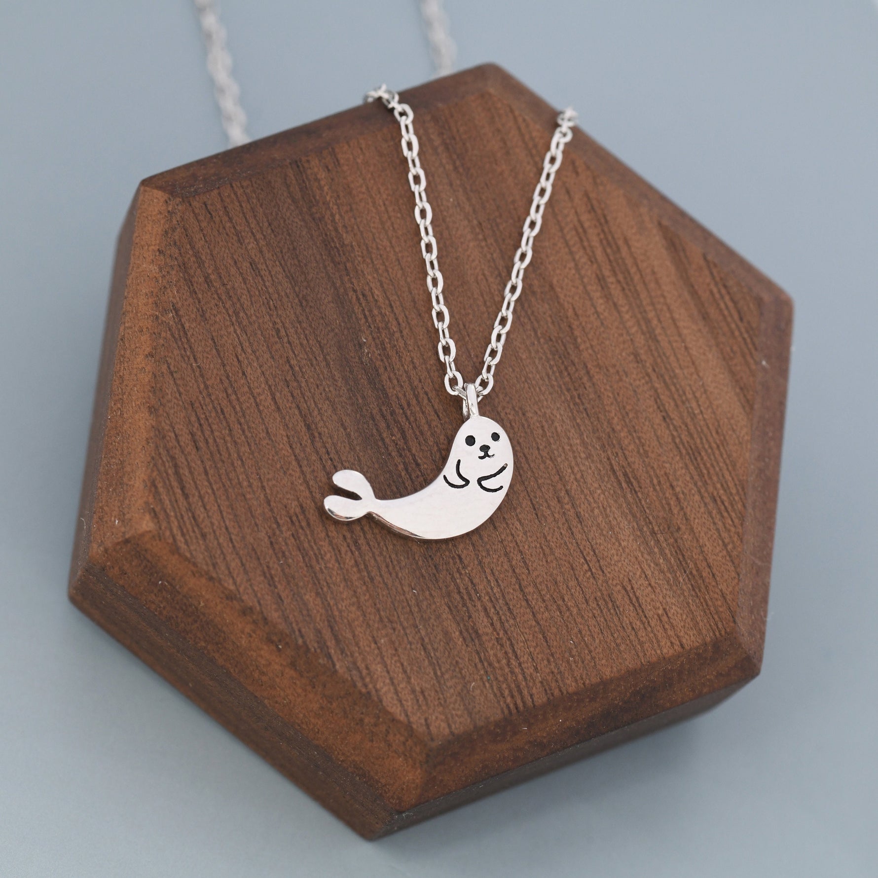 Cute Seal Pendant Necklace in Sterling Silver, Baby Seal Necklace, Nature Inspired Jewellery, Dainty and Delicate, Kawaii Necklace