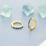 Sapphire Blue CZ Huggie Hoop in Sterling Silver Minimalist Simple Hoop Earrings, Sapphire Hoops, Blue Hoops, Skinny Hoops, Stacking Earrings