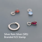 Sterling Silver Ruby Red CZ Droplet Hoop Earrings, Silver, Gold or Rose Gold, Pear Cut Drop Earrings, Interchangeable Charms, July