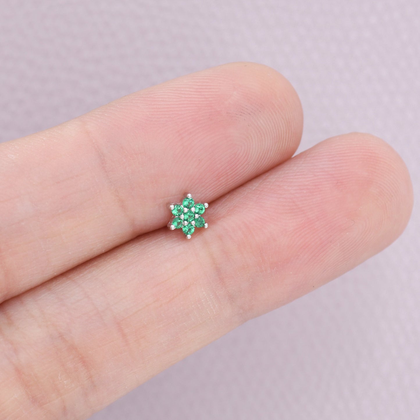 Pair of Very Tiny CZ Flower Stud Earrings in Sterling Silver, Silver or Gold Finish, Crystal Flower Earrings, Stacking Earrings, Snowflake