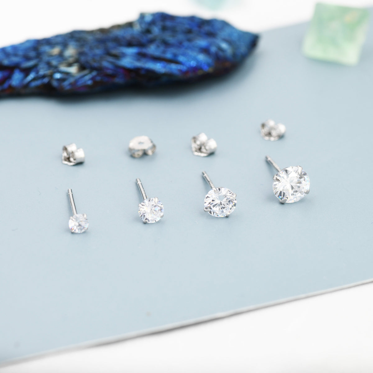 Minimalist Round CZ Stud Earrings