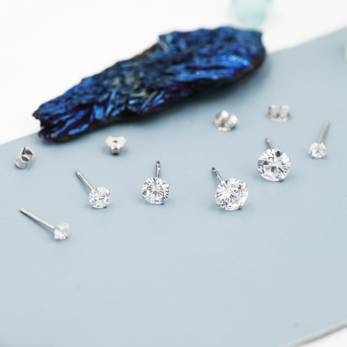 Minimalist Round CZ Stud Earrings