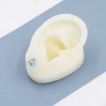 Genuine Swiss Blue Topaz Trillion Cut Stud Earrings in Sterling Silver, 6mm Trillion Cut, Large Topaz Stud Earrings, Natural and Untreated