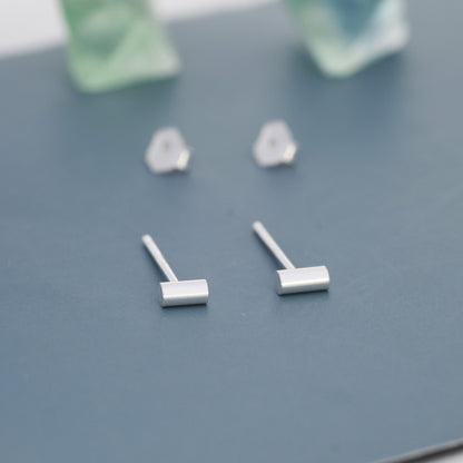 Extra Tiny Bar Stud Earrings in Sterling Silver, Extra Small Cylinder Earrings, Chubby Bar Earrings, Stacking Earrings