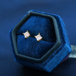 Princess Cut CZ Stud Earrings in Sterling Silver, Square Cut Crystal Earrings, Diamond CZ, April Birthstone