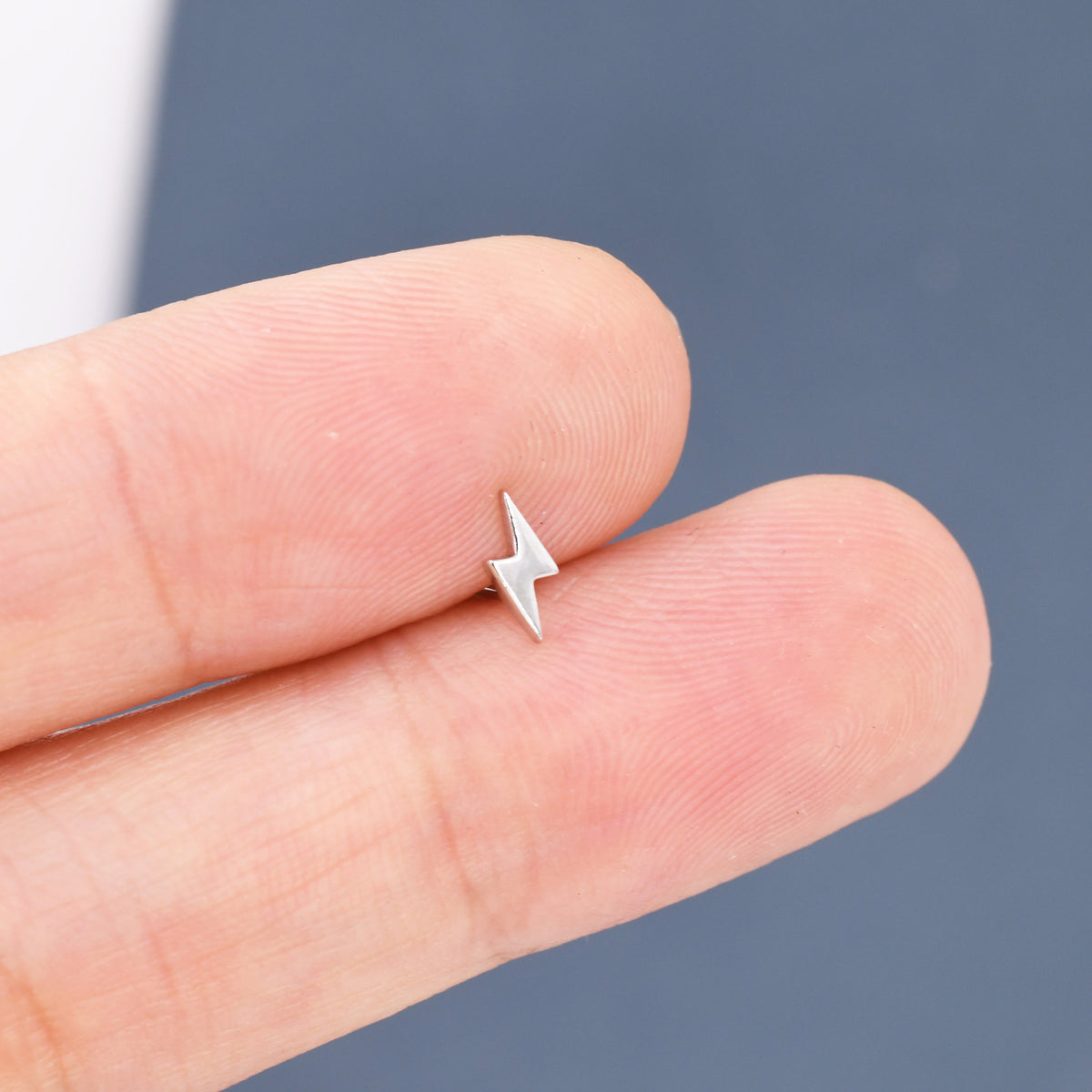 Extra Tiny Lightning Bolt Barbell Earrings in Sterling Silver, Screw Back Lightening Bolt Earrings, Screwback Earrings