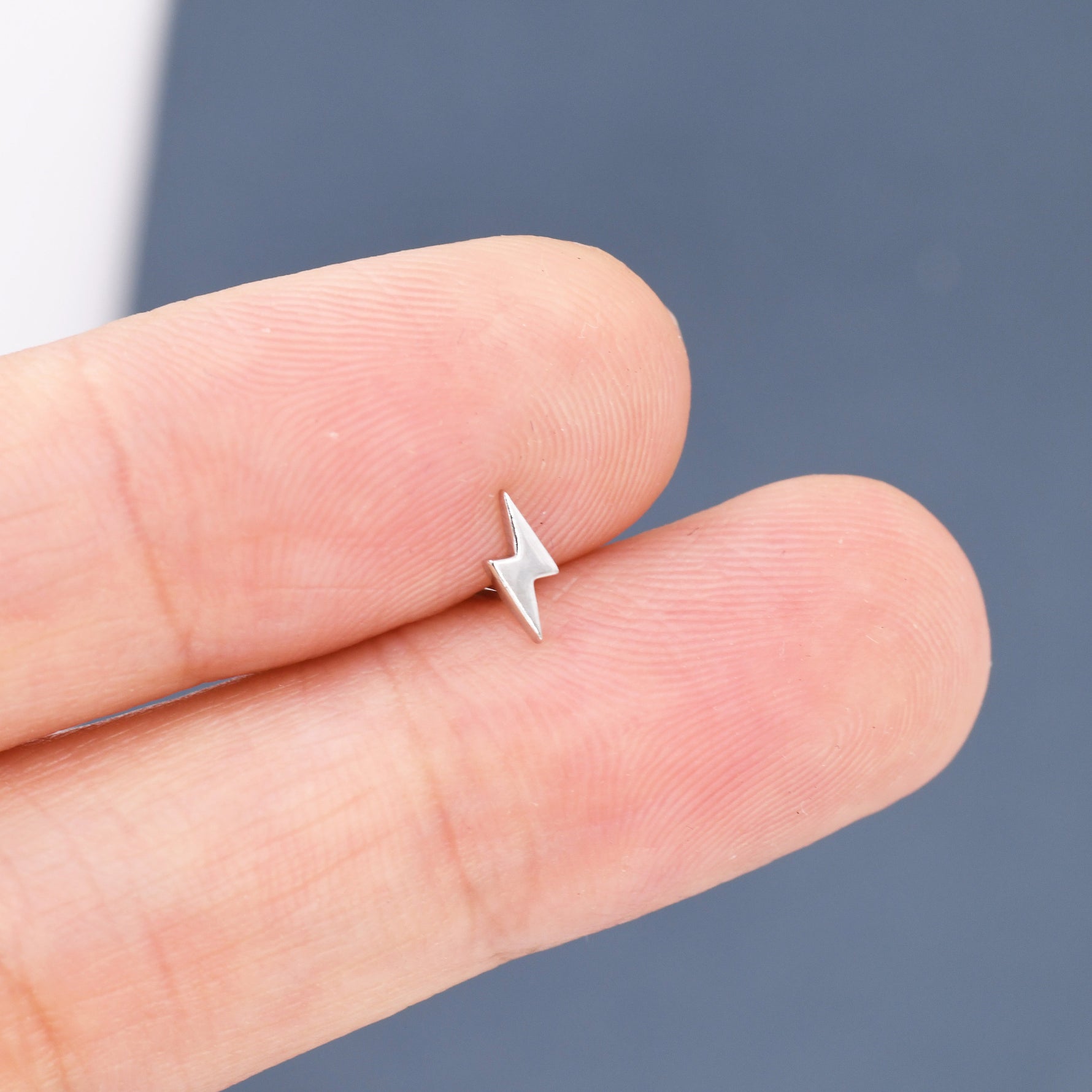 Extra Tiny Lightning Bolt Barbell Earrings in Sterling Silver, Screw Back Lightening Bolt Earrings, Screwback Earrings