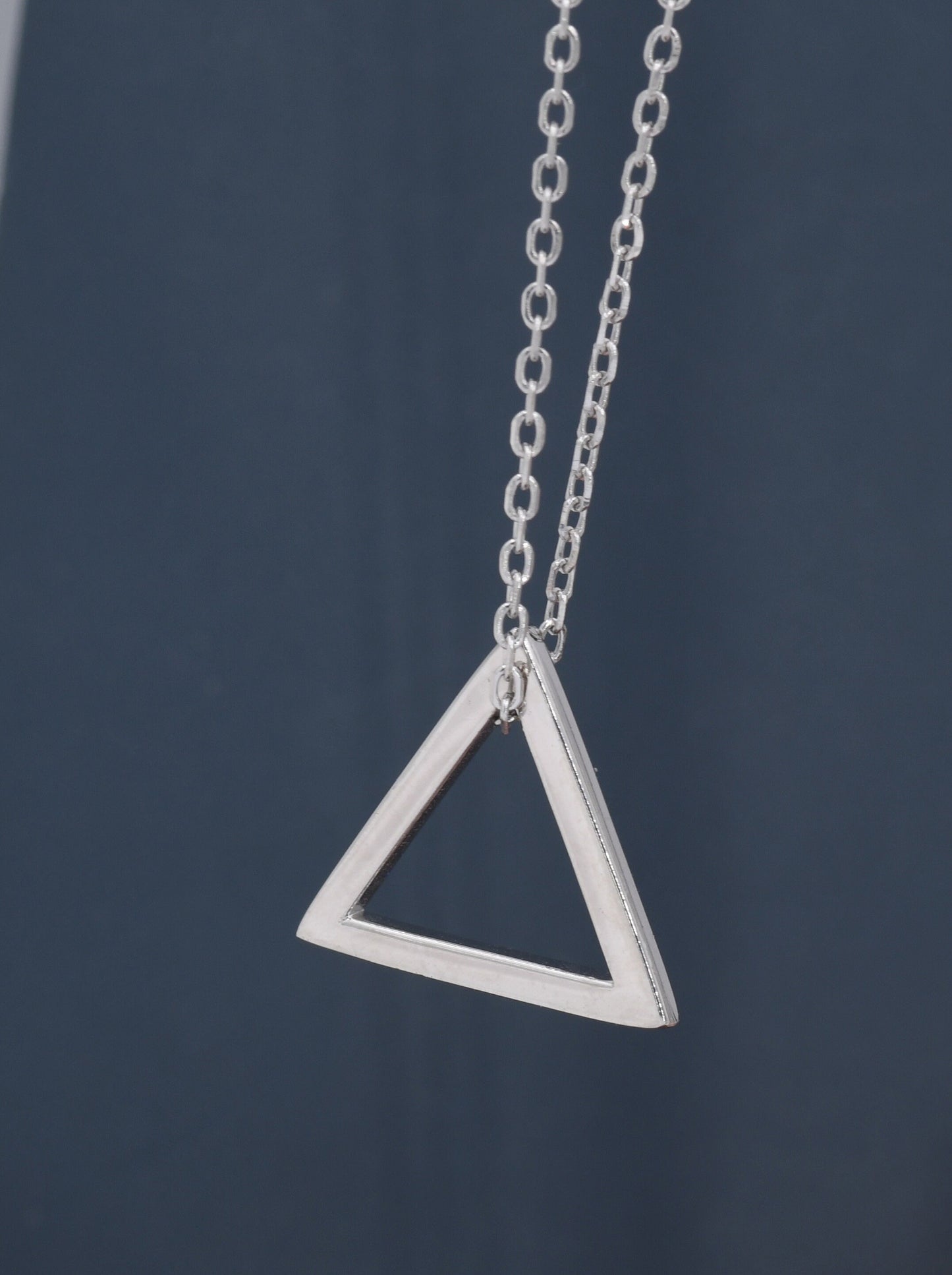 Sterling Silver Minimalist Open Triangle Geometric Pendant Necklace  - Simple and Elegant. Minimalist Triangle Necklace