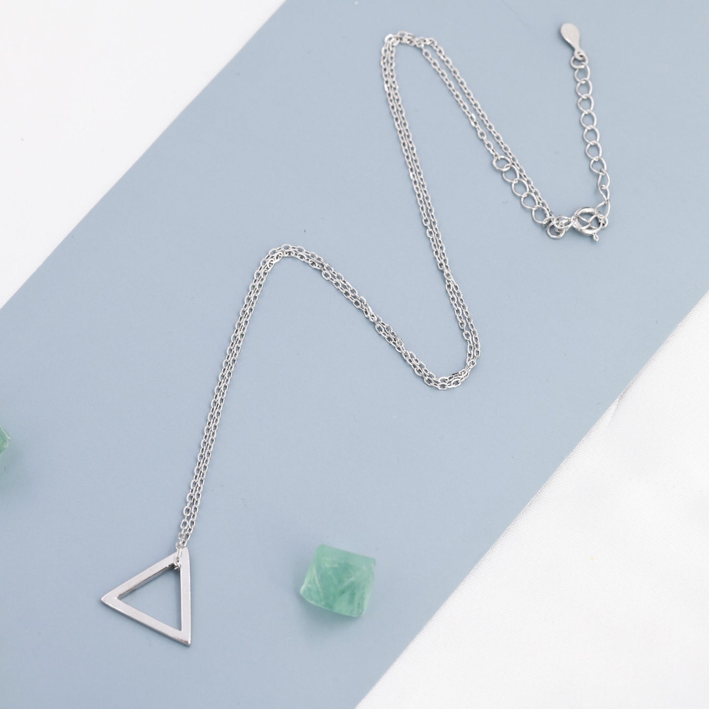 Sterling Silver Minimalist Open Triangle Geometric Pendant Necklace  - Simple and Elegant. Minimalist Triangle Necklace