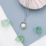 Sterling Silver Circle and Natural Pearl Pendant Necklace, Genuine Freshwater Pearl Necklace, Keshi Pearl Necklace, Pearl and Circle