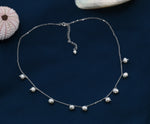 Dangle Pearl Necklace in Sterling Silver, Silver or Gold , Genuine Freshwater Pearls Necklace, Pearl Necklace
