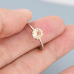 Genuine 1Ct Citrine Crystal Ring in Sterling Silver, Natural Brilliant Cut Citrine Stone Ring, Stacking Rings, US 5-8