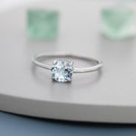 Genuine 1Ct Sky Blue Topaz Ring in Sterling Silver, Natural Brilliant Cut Topaz Stone Ring, Stacking Rings, US 5-8