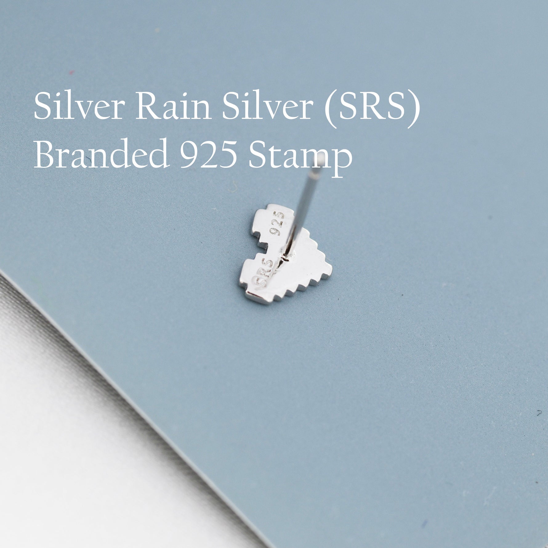8 Bit Pixel Heart Stud Earrings in Sterling Silver, Silver, Gold or Rose Gold over Sterling Silver, 8-bit, Pixel Heart Earrings