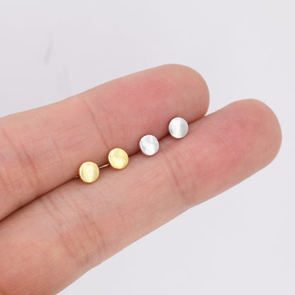 Pair of Sterling Silver Round Dot Stud Earrings, Available in 4mm, 5mm and 6mm, Silver or Gold, Dainty Earrings, Stacking Earrings