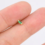 Extra Tiny Emerald Green Baguette CZ Screw Back Earrings in Sterling Silver, Silver or Gold, Stacking Earrings, Barbell Earrings