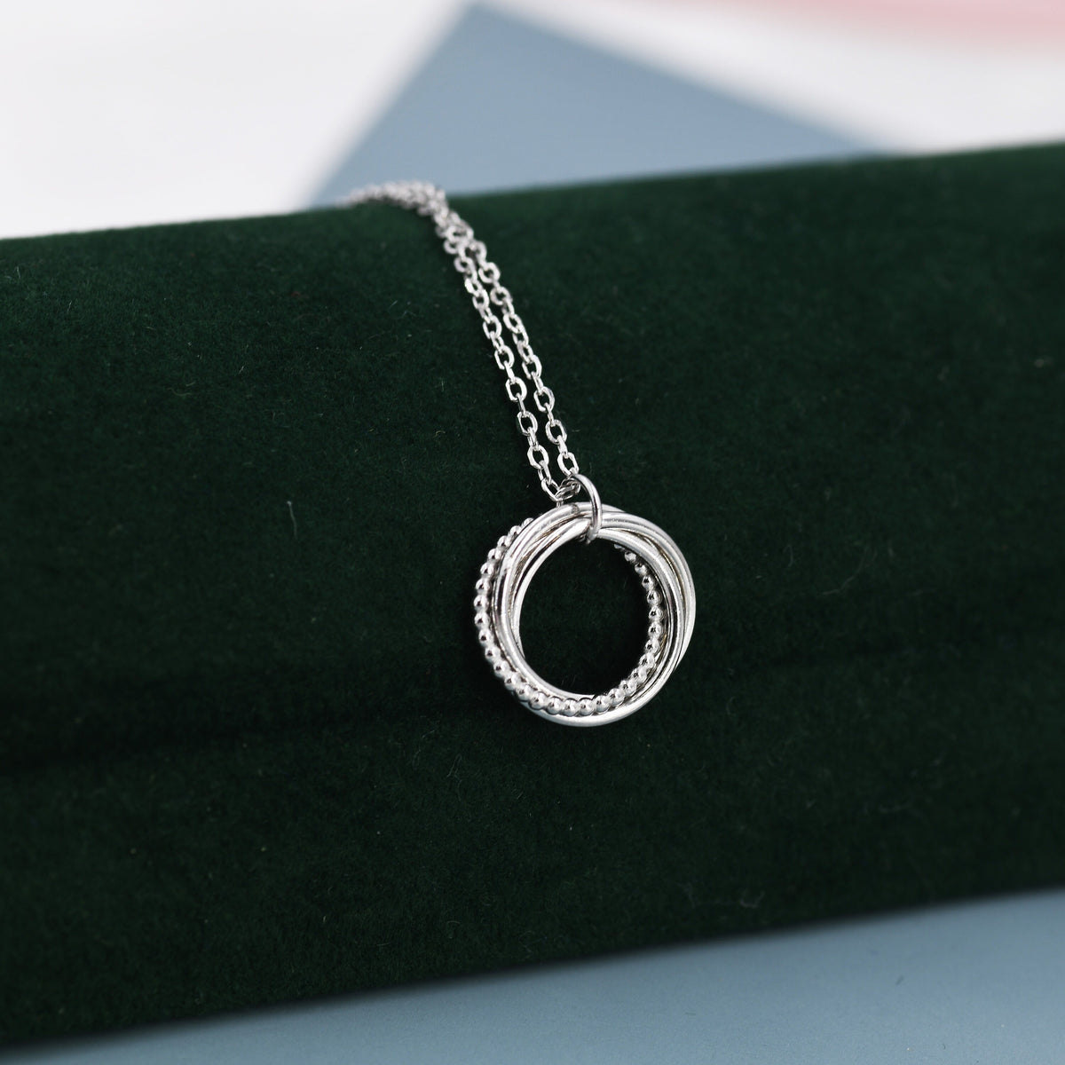 Three Interlocking Beaded Circles Pendant Necklace