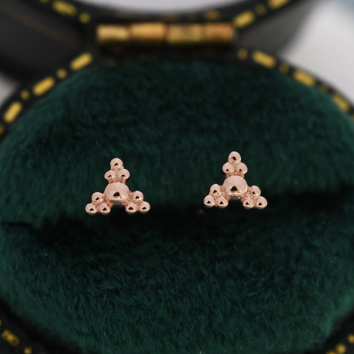 Extra Tiny Dotted Cluster Screw Back Earrings in Sterling Silver, Gold or Silver, Three Cluster Barbell Earrings, Vintage Inspired