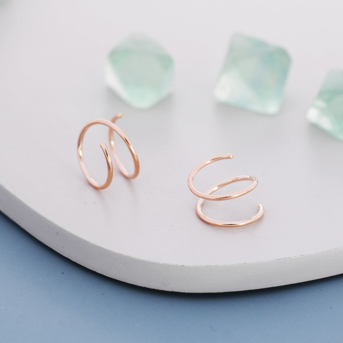 Minimalist Spiral Hoop Earrings in Sterling Silver, Single Piercing Spiral Hoop Earrings, Double Hoop Twist Earrings