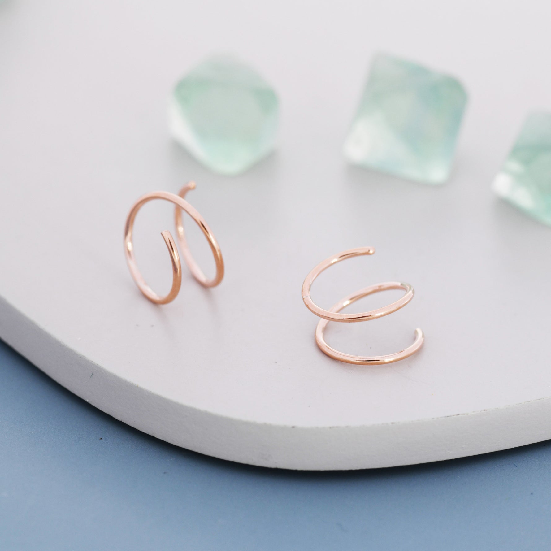 Minimalist Spiral Hoop Earrings in Sterling Silver, Single Piercing Spiral Hoop Earrings, Double Hoop Twist Earrings