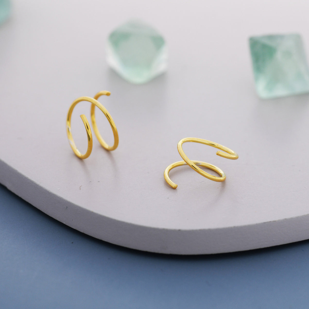 Minimalist Spiral Hoop Earrings in Sterling Silver, Single Piercing Spiral Hoop Earrings, Double Hoop Twist Earrings
