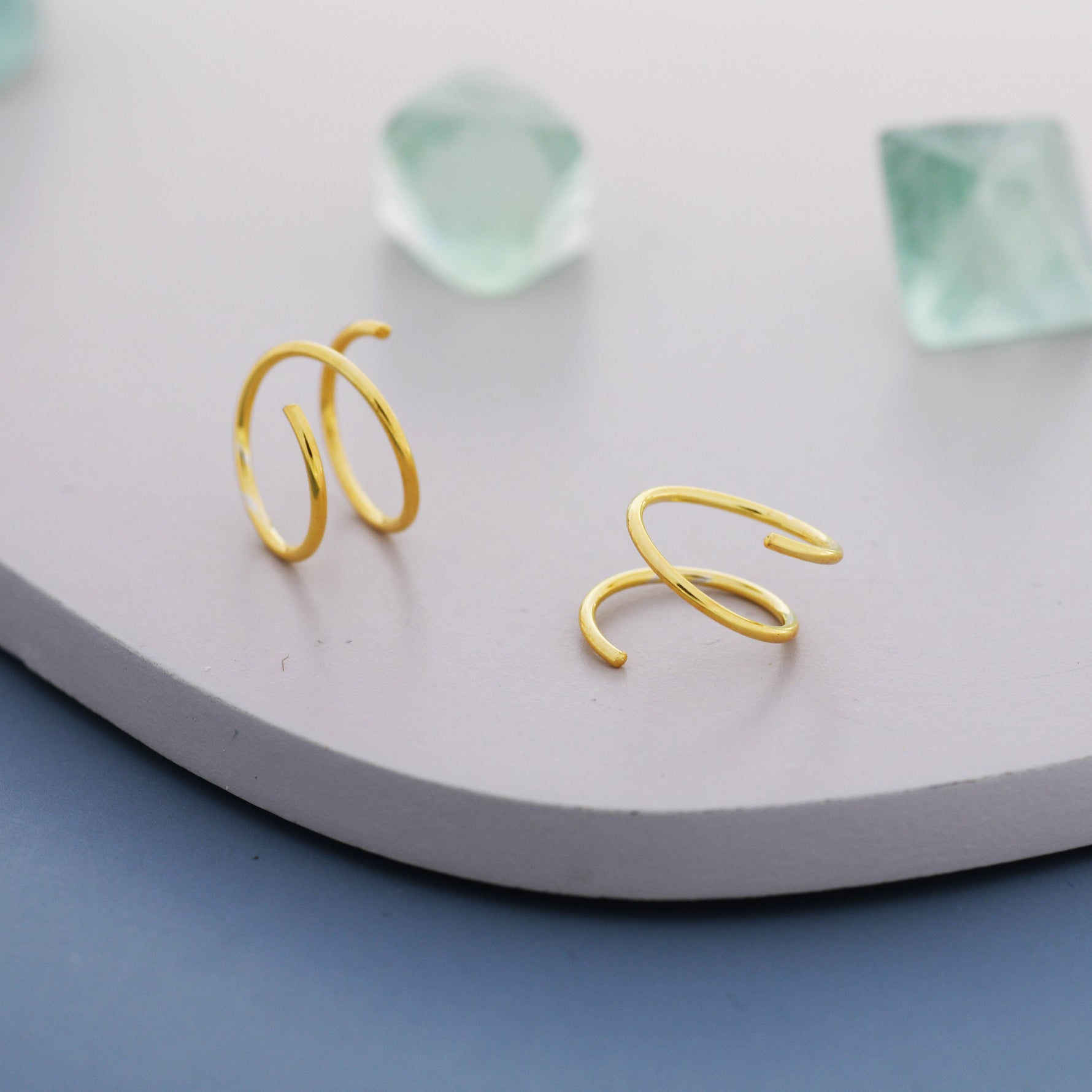 Minimalist Spiral Hoop Earrings in Sterling Silver, Single Piercing Spiral Hoop Earrings, Double Hoop Twist Earrings