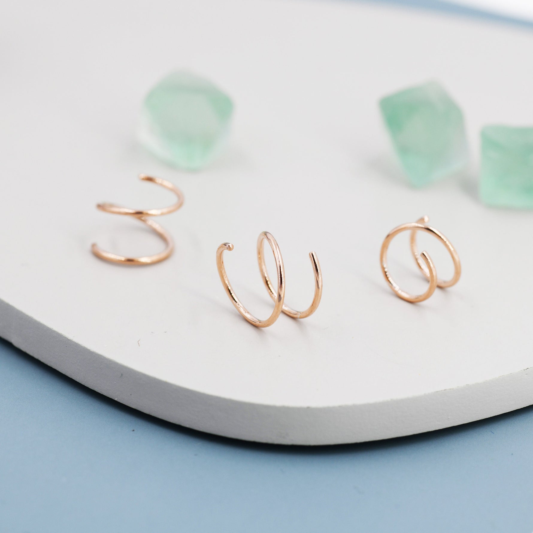 Minimalist Spiral Hoop Earrings in Sterling Silver, Single Piercing Spiral Hoop Earrings, Double Hoop Twist Earrings