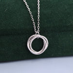 Sterling SilverThree Interlocking Circles Pendant Necklace with Dotted Details, Three Entwined Rings for 30s, 30th Infinity Necklace