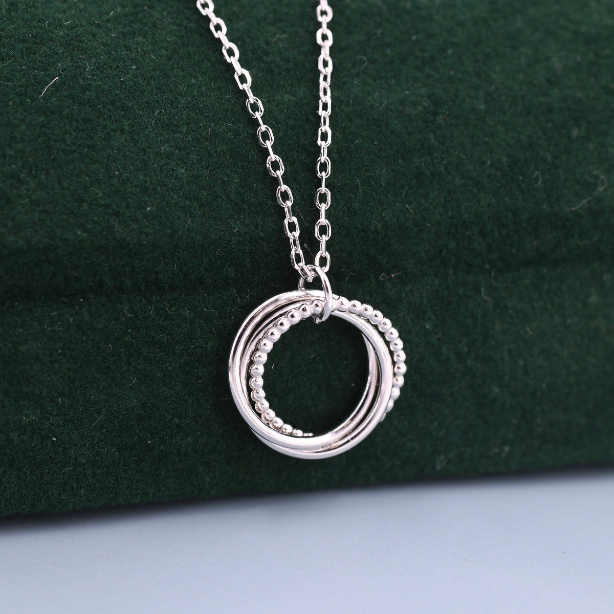 Three Interlocking Beaded Circles Pendant Necklace