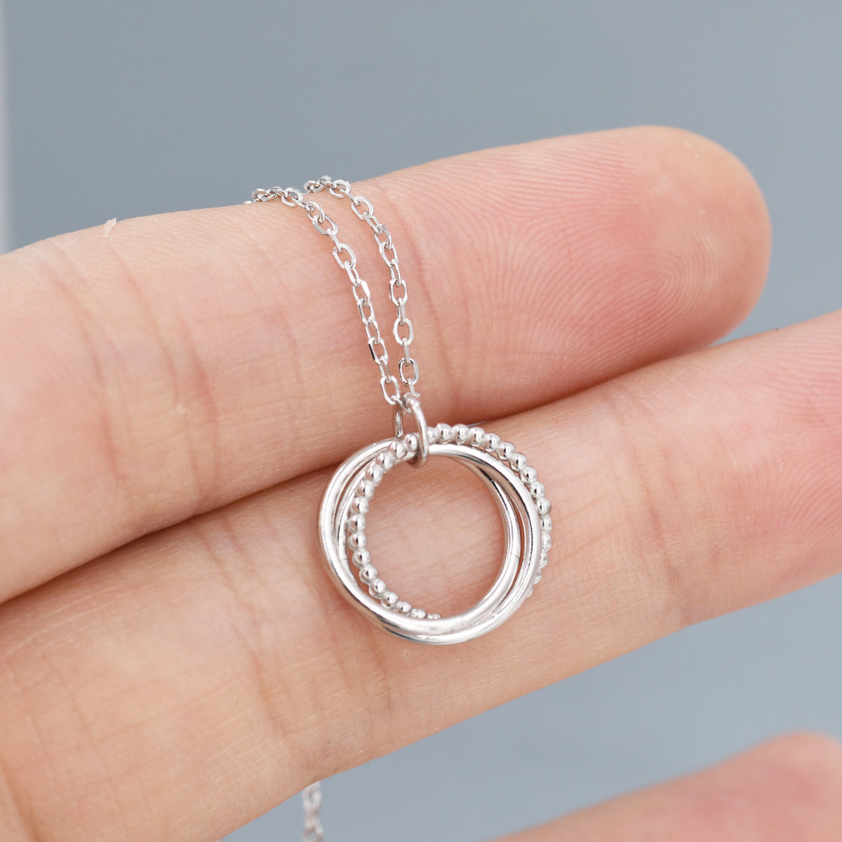 Three Interlocking Beaded Circles Pendant Necklace
