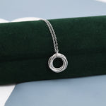 Sterling Silver Interlocking Circles Pendant Necklace with Dotted Details, Six Entwined Rings for 60s, 60th Infinity Necklace