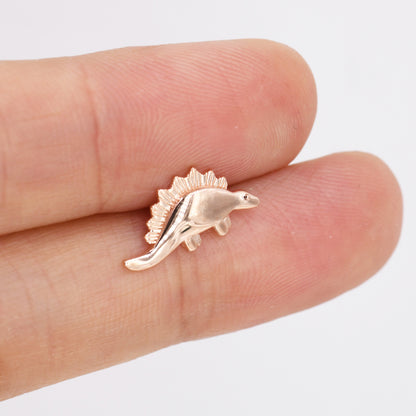Super Cute Little Stegosaurus Dinosaur Stud Earrings in Sterling Silver